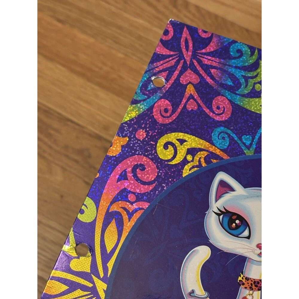 Vintage Y2K Lisa Frank Siamese Cats Folder Roxi Rollie 2 Pocket Glitter Rainbow